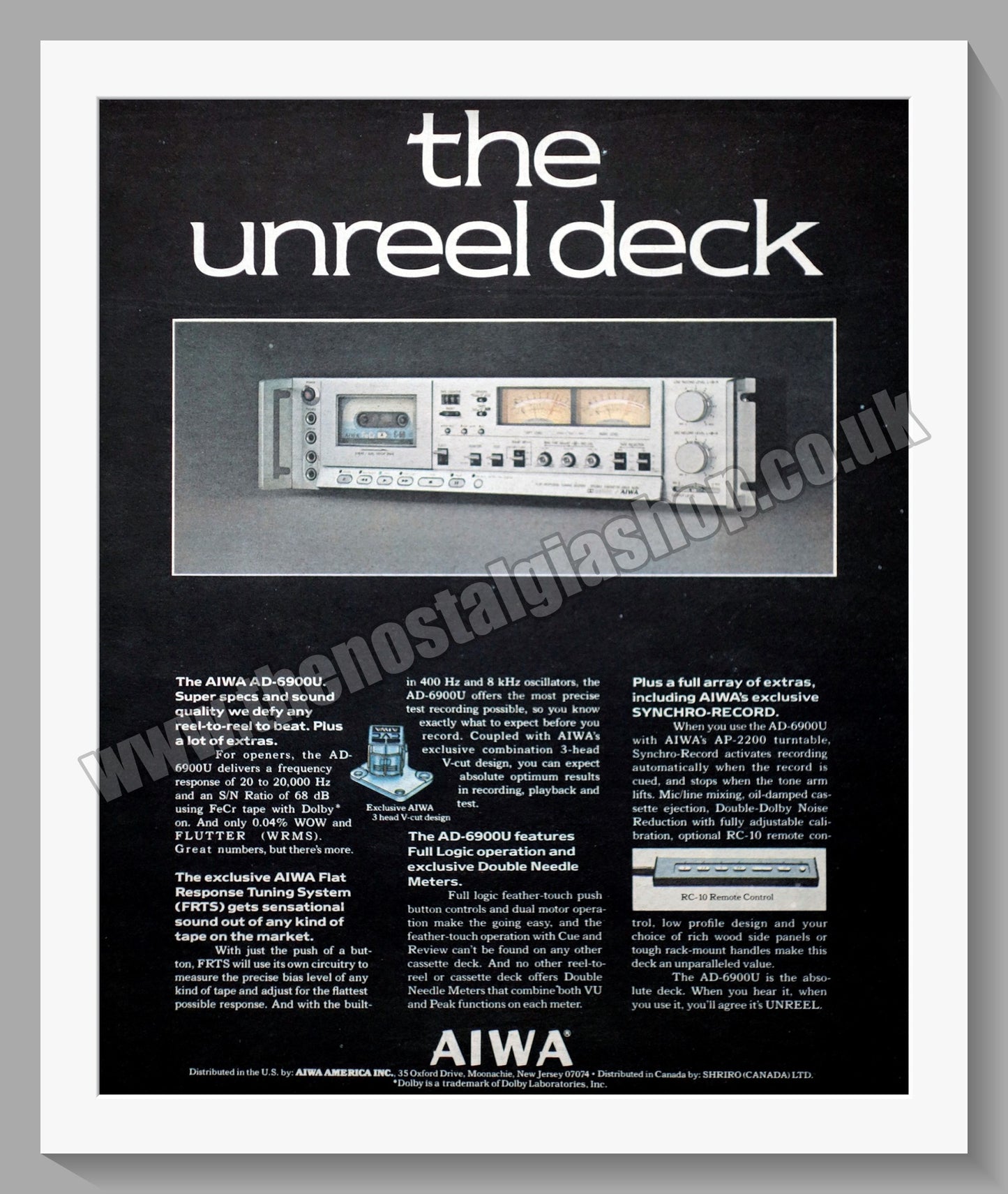 AIwa AD-6900U Deck. Original Advert 1978 (ref AD300519)