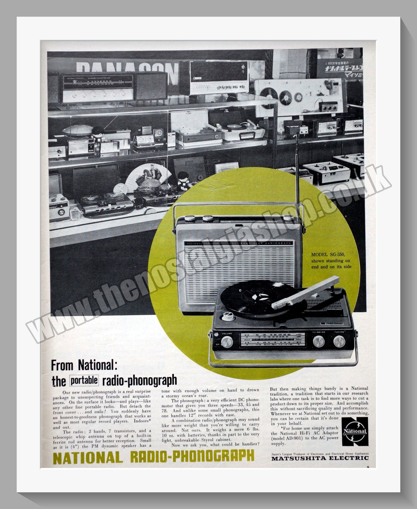 National Portable Radio-Phonograph. Original Advert 1965 (ref AD300524)