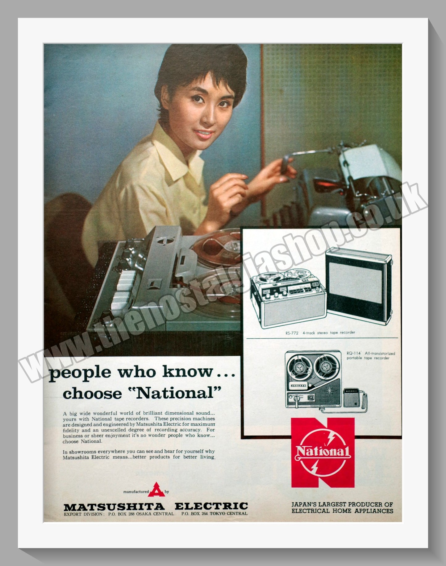 National Matsushita Electric Tape Recorder. Original Advert 1962 (ref AD300529)