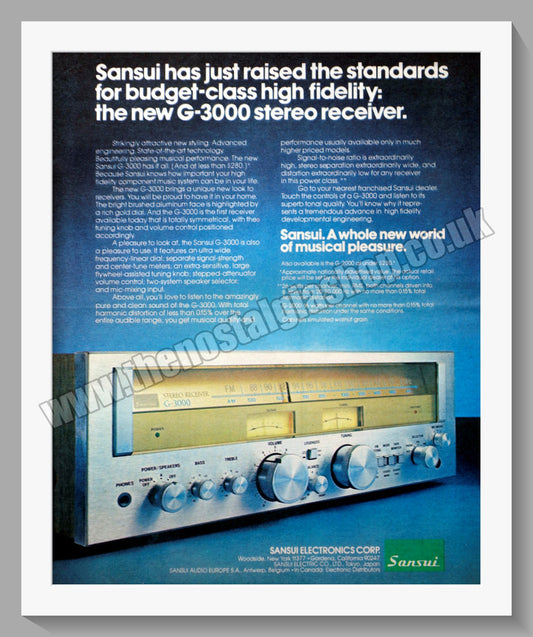 Sansui G-3000 Stereo Receiver. Original Advert 1978 (ref AD300544)