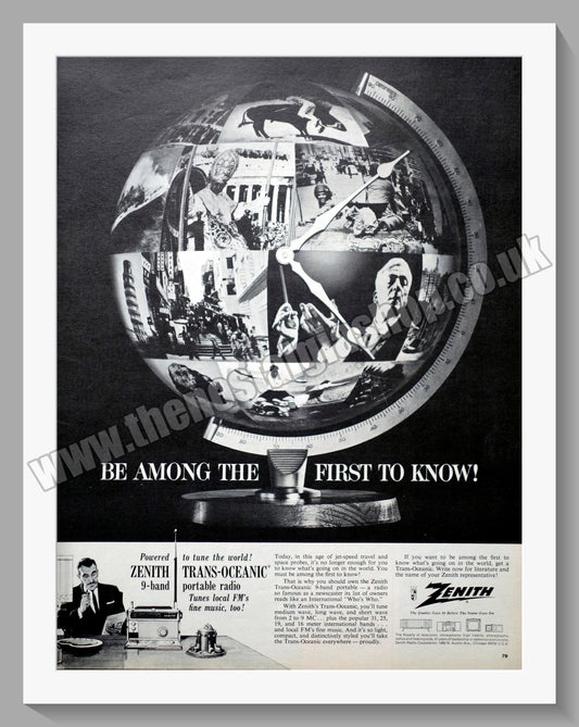 Zenith Trans-Oceanic Portable Radio. Original Advert 1965 (ref AD300556)