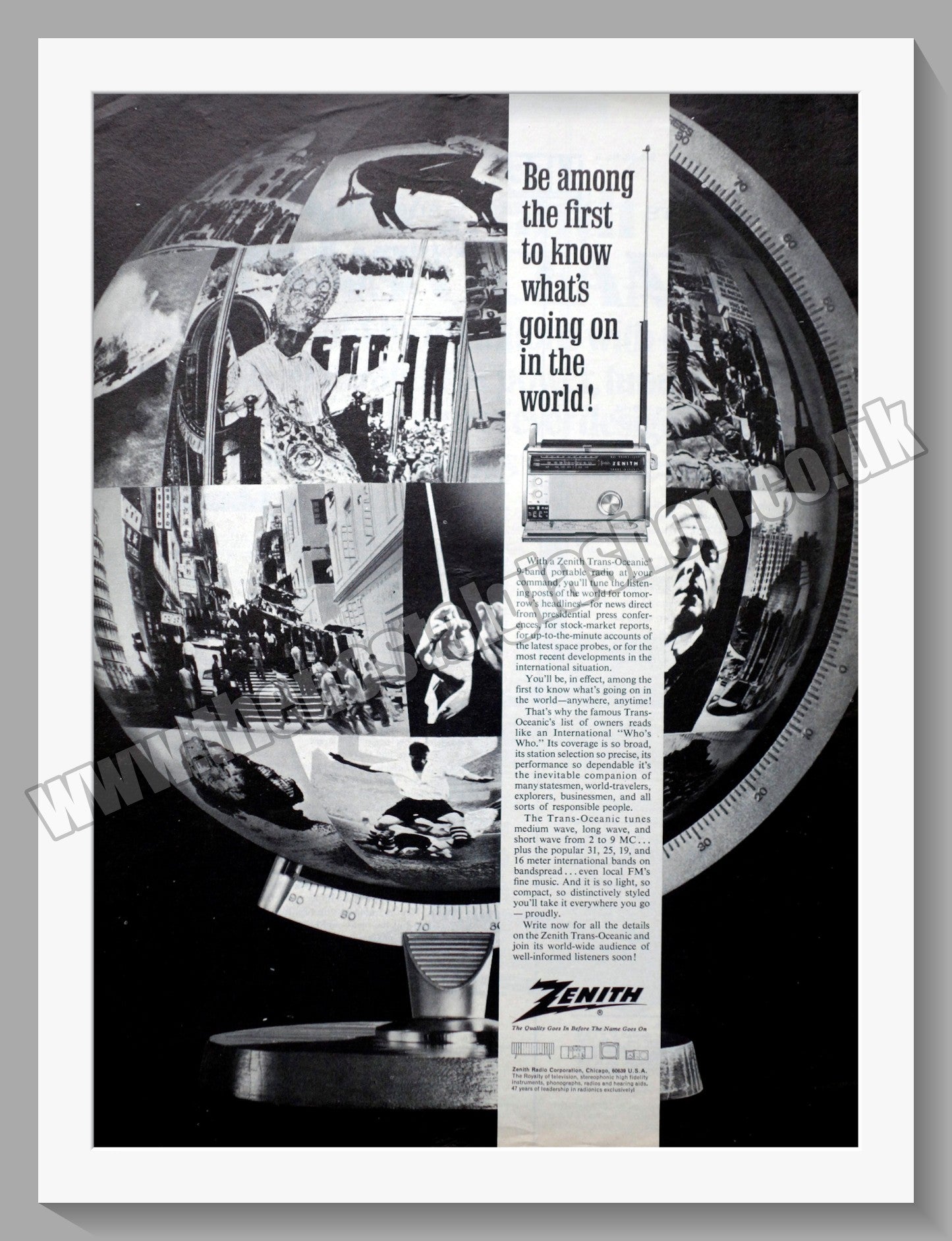 Zenith Trans-Oceanic Portable Radio. Original Advert 1965 (ref AD300557)