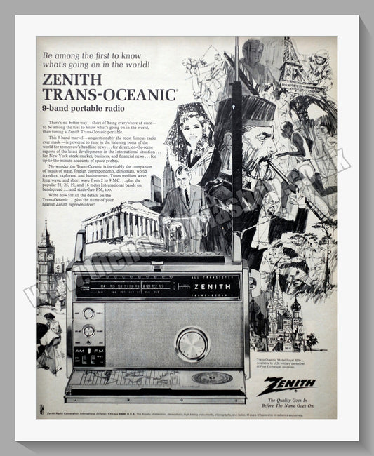 Zenith Trans-Oceanic Portable Radio. Original Advert 1967 (ref AD300561)