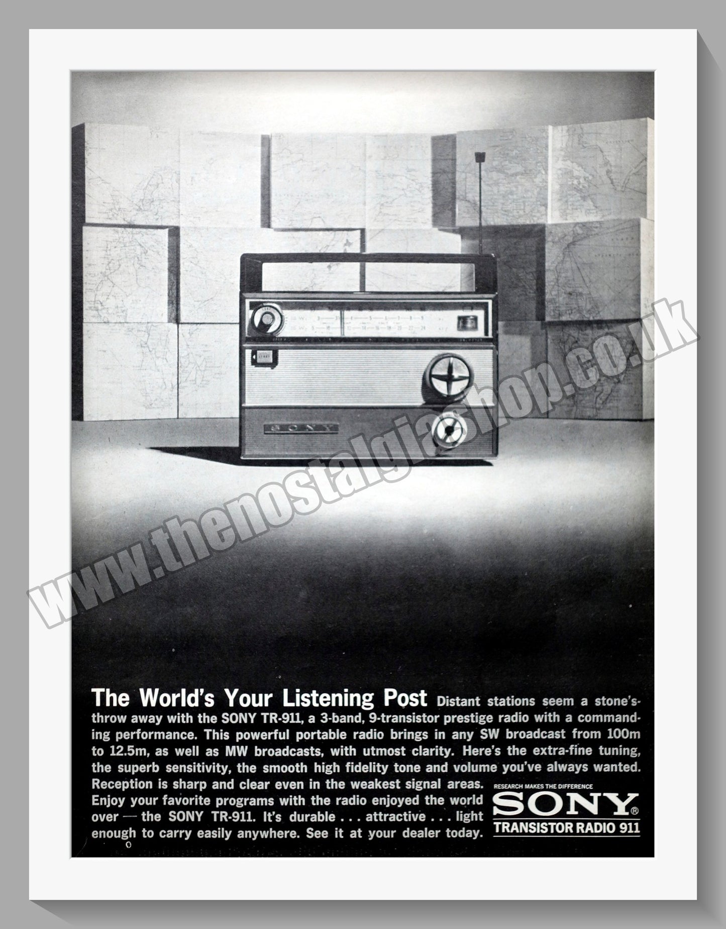Sony TR-911 Radio. Original Advert 1963 (ref AD300569)