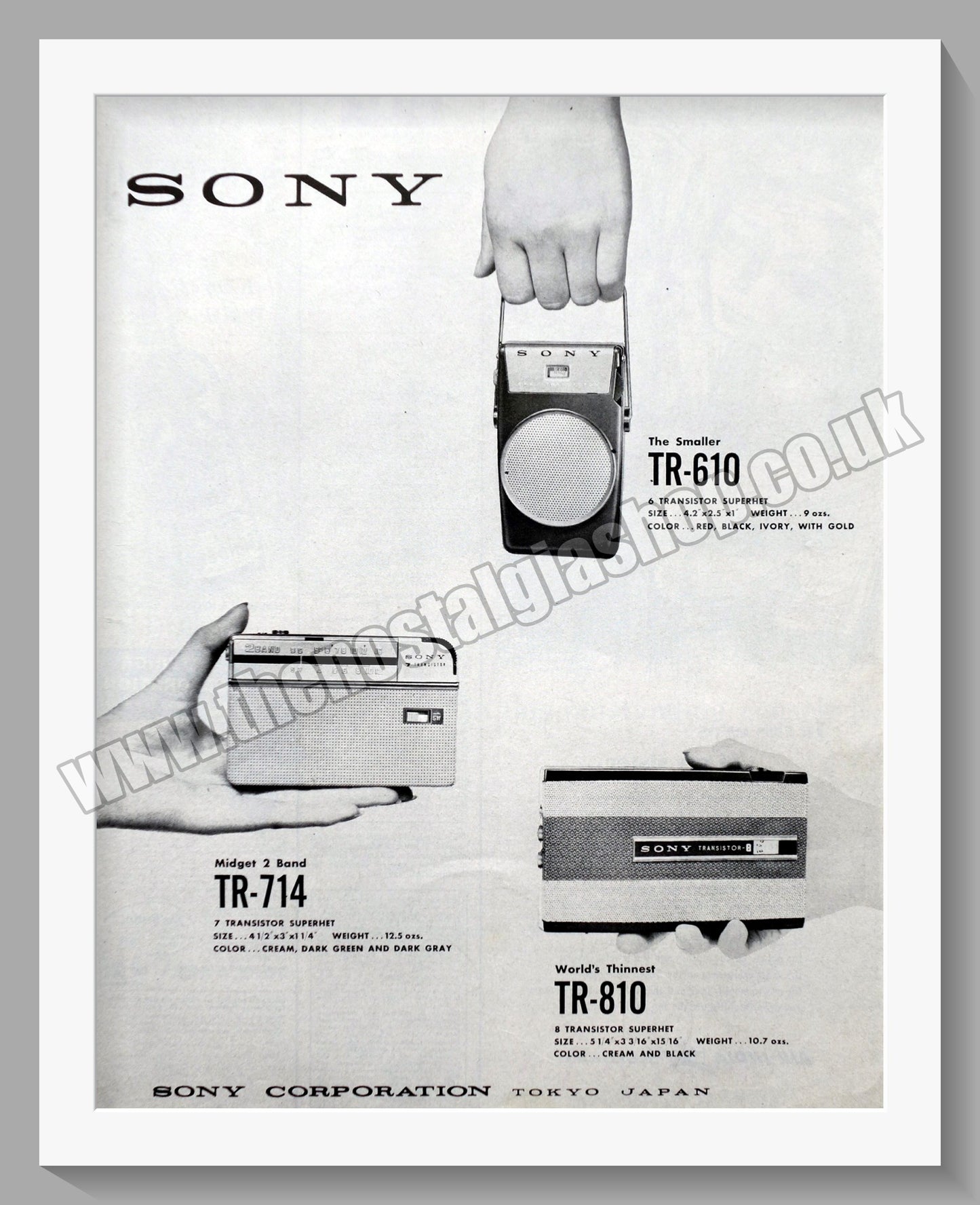 Sony Radio Range . Original Advert 1959 (ref AD300575)