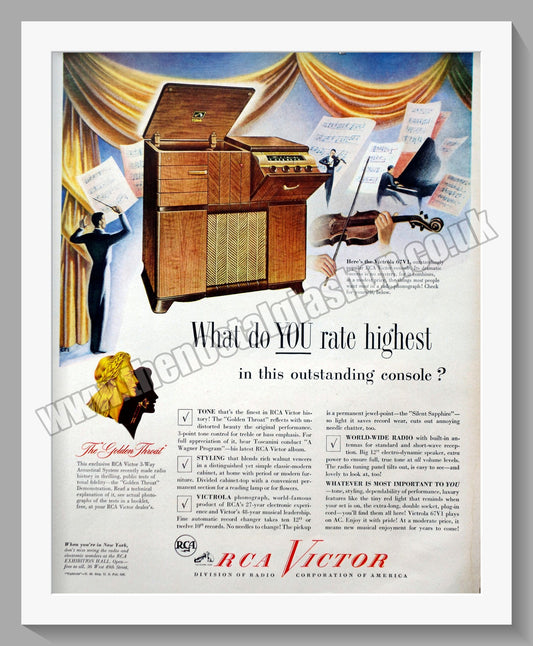 RCA Victor Victrola 67VI. Original Advert 1947 (ref AD300576)