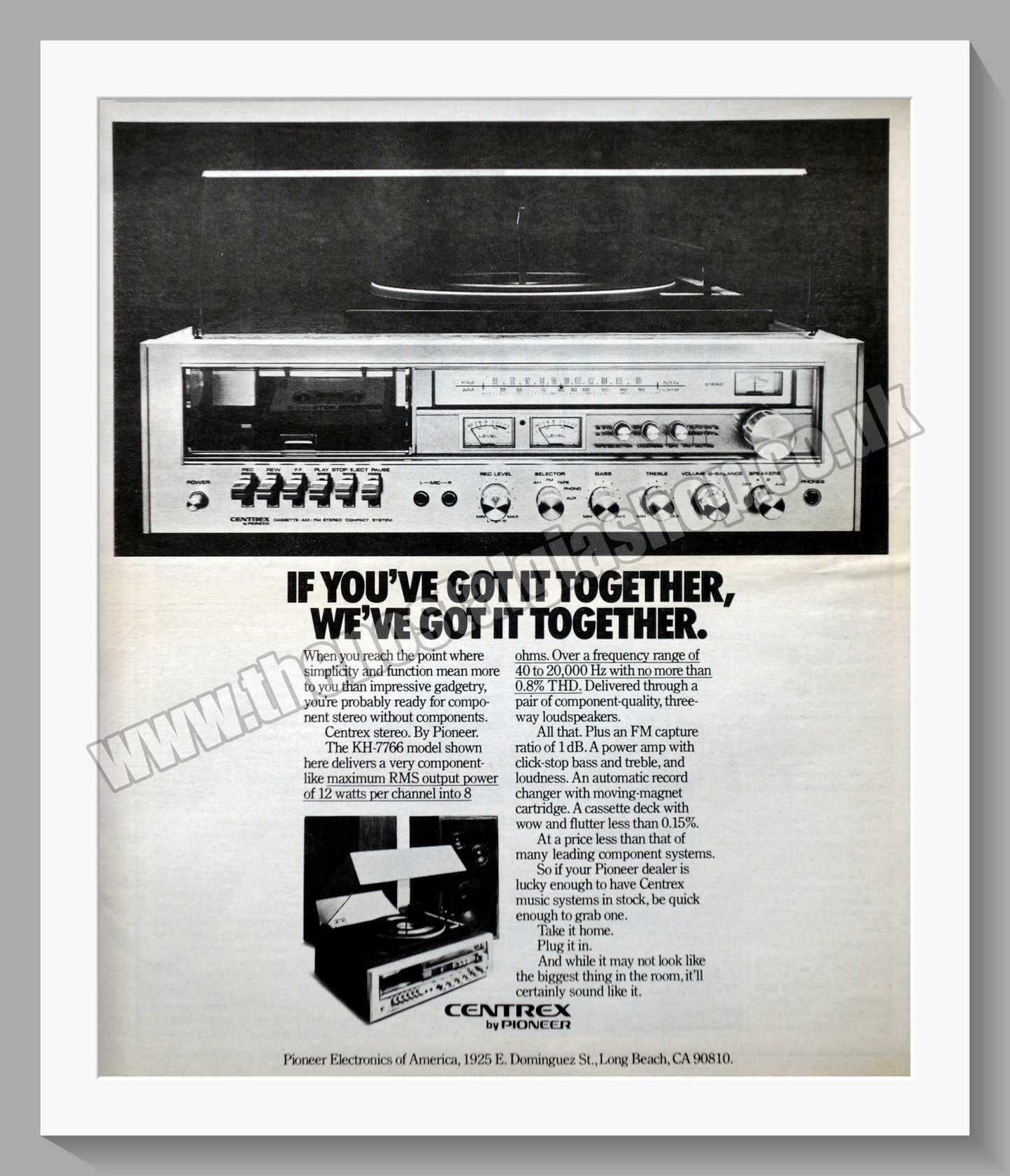 Centrex Stereo Model KH-7766. Original Advert 1978 (ref AD300578)