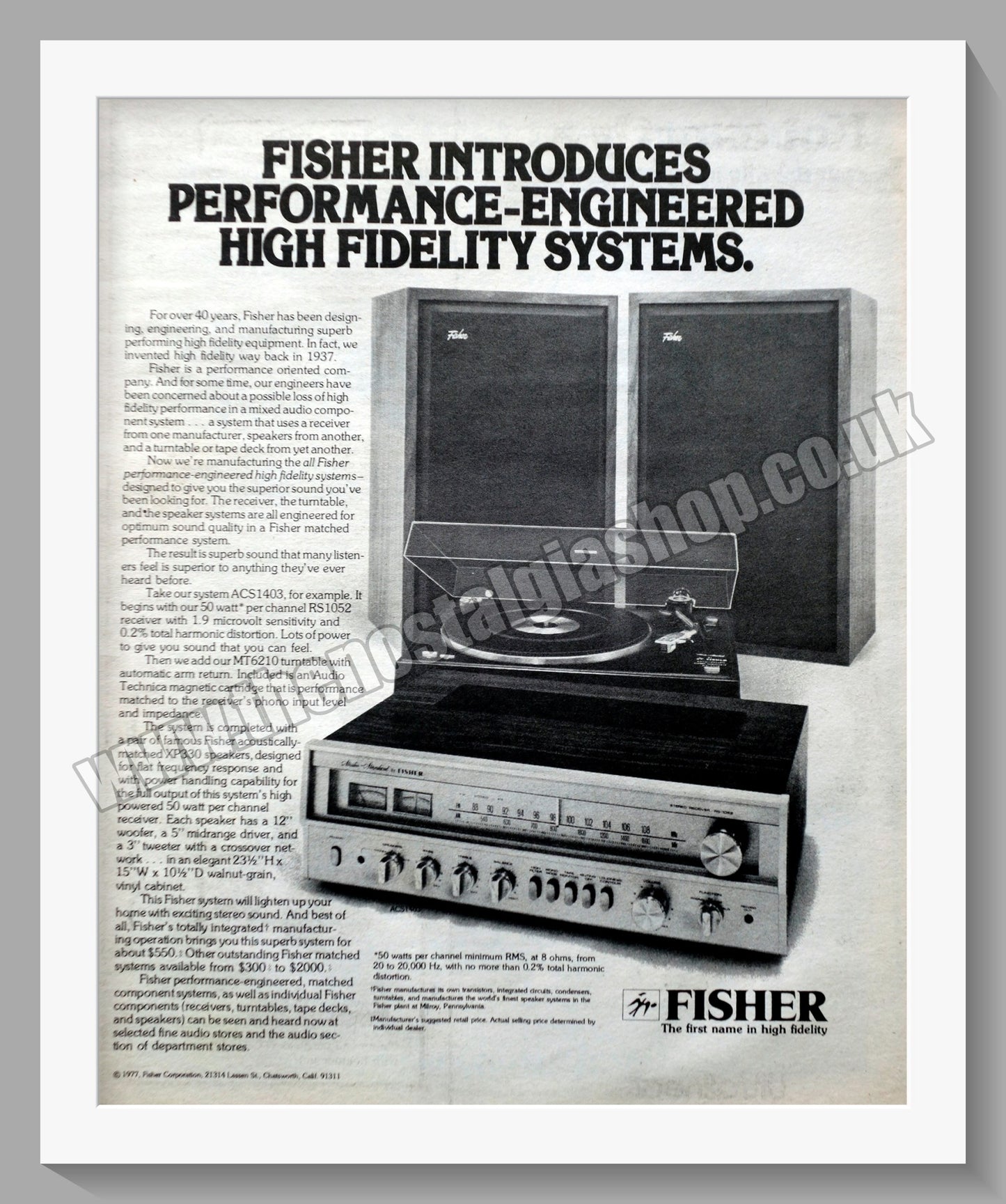 Fisher System. Original Advert 1977 (ref AD300579)