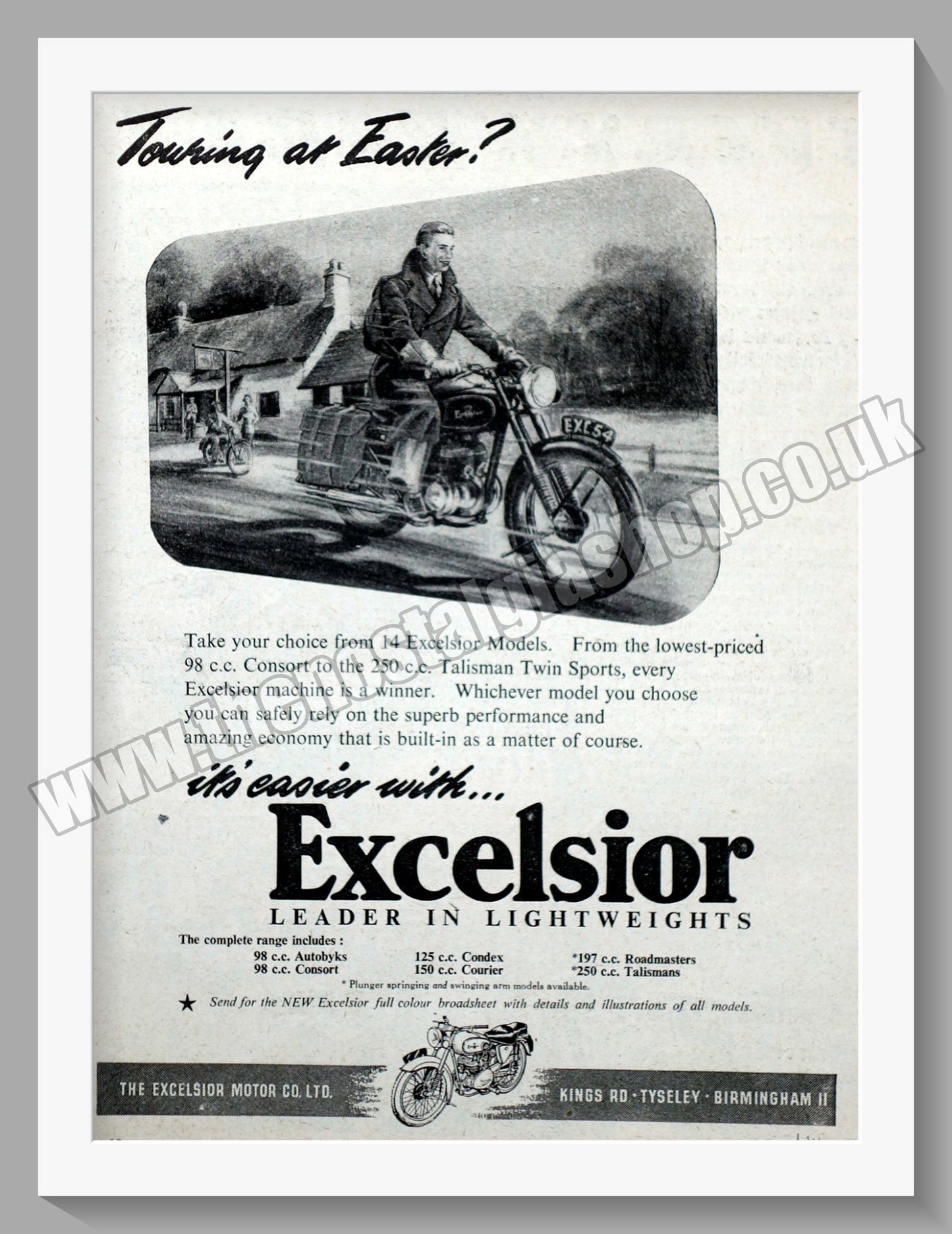 Excelsior Motorcycle Range. Original Advert 1954 (ref AD56561)
