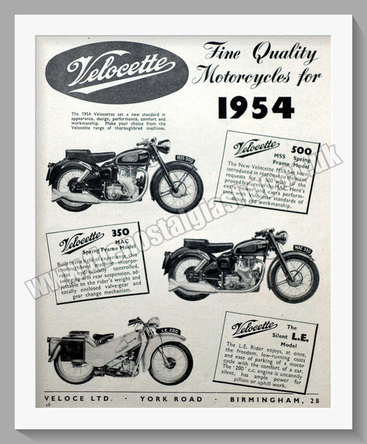 Velocette Motorcycle Range. Original Advert 1953 (ref AD56571)