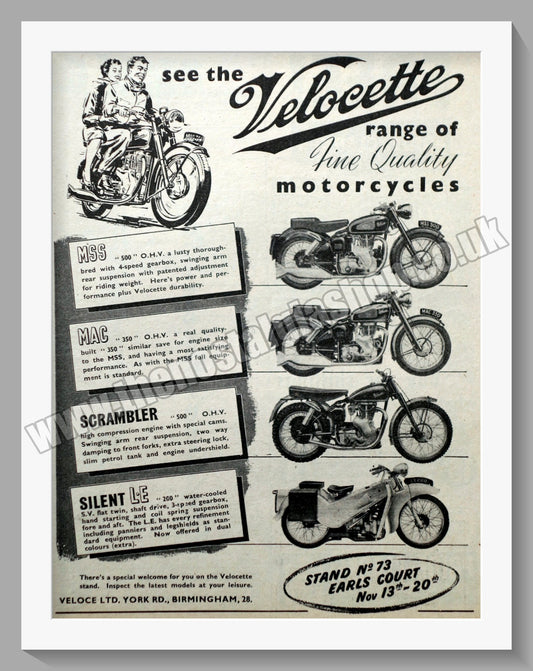 Velocette Motorcycle Range. Original Advert 1954 (ref AD56584)