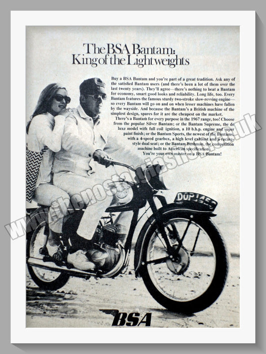 BSA Bantam Motorcycle. Original Advert 1967 (ref AD56605)