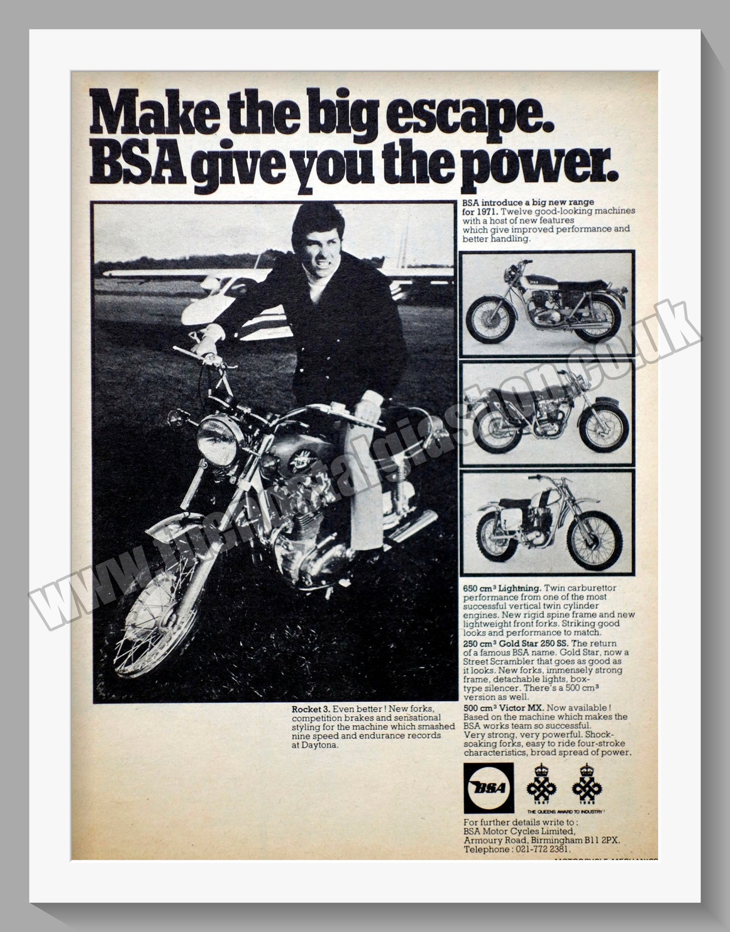 BSA Motorcycle Performance Range. Original Advert 1971 (ref AD56618)