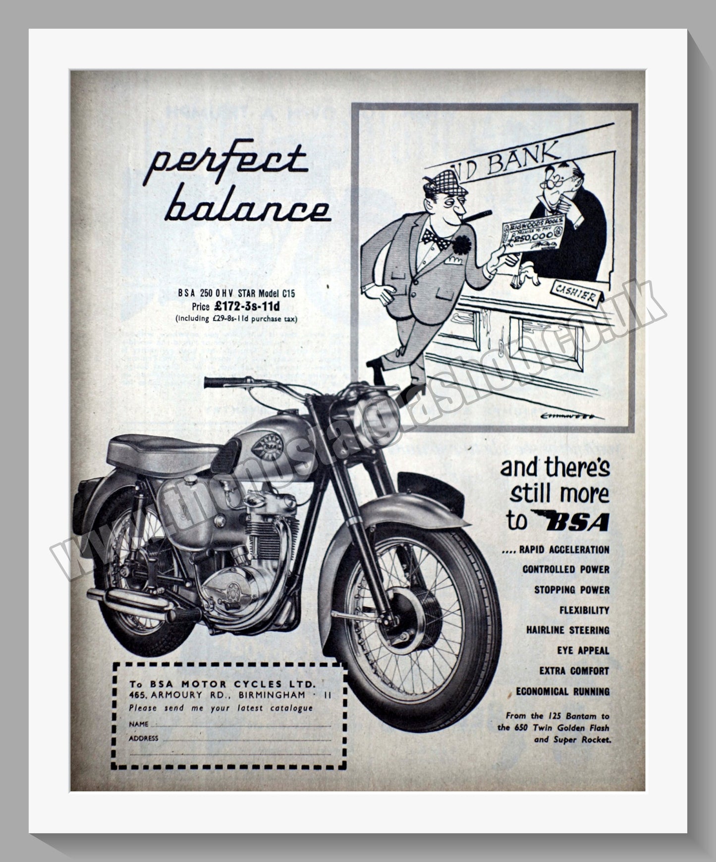 BSA 250 Star Model C15 Motorcycle. Original Advert 1960 (ref AD56622)