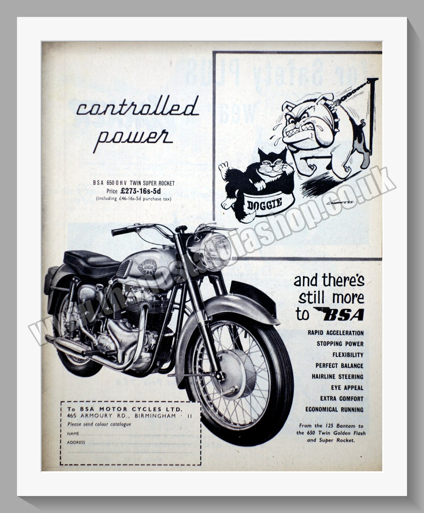 BSA 650 Super Rocket Motorcycle. Original Advert 1961 (ref AD56628)
