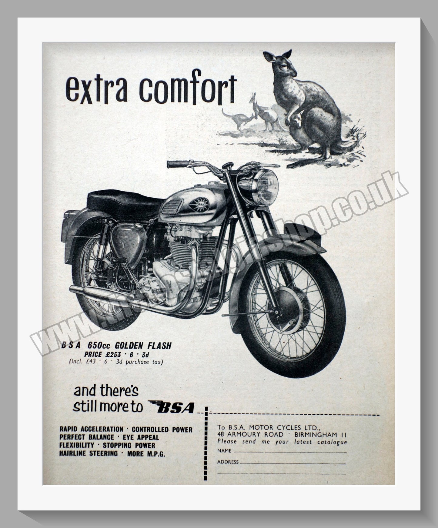 BSA 650cc Twin Golden Flash Motorcycle. Original Advert 1960 (ref AD56632)
