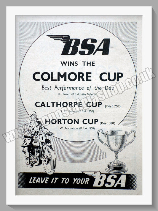 BSA Wins The Colmore Cup. Original Advert 1947 (ref AD56641)