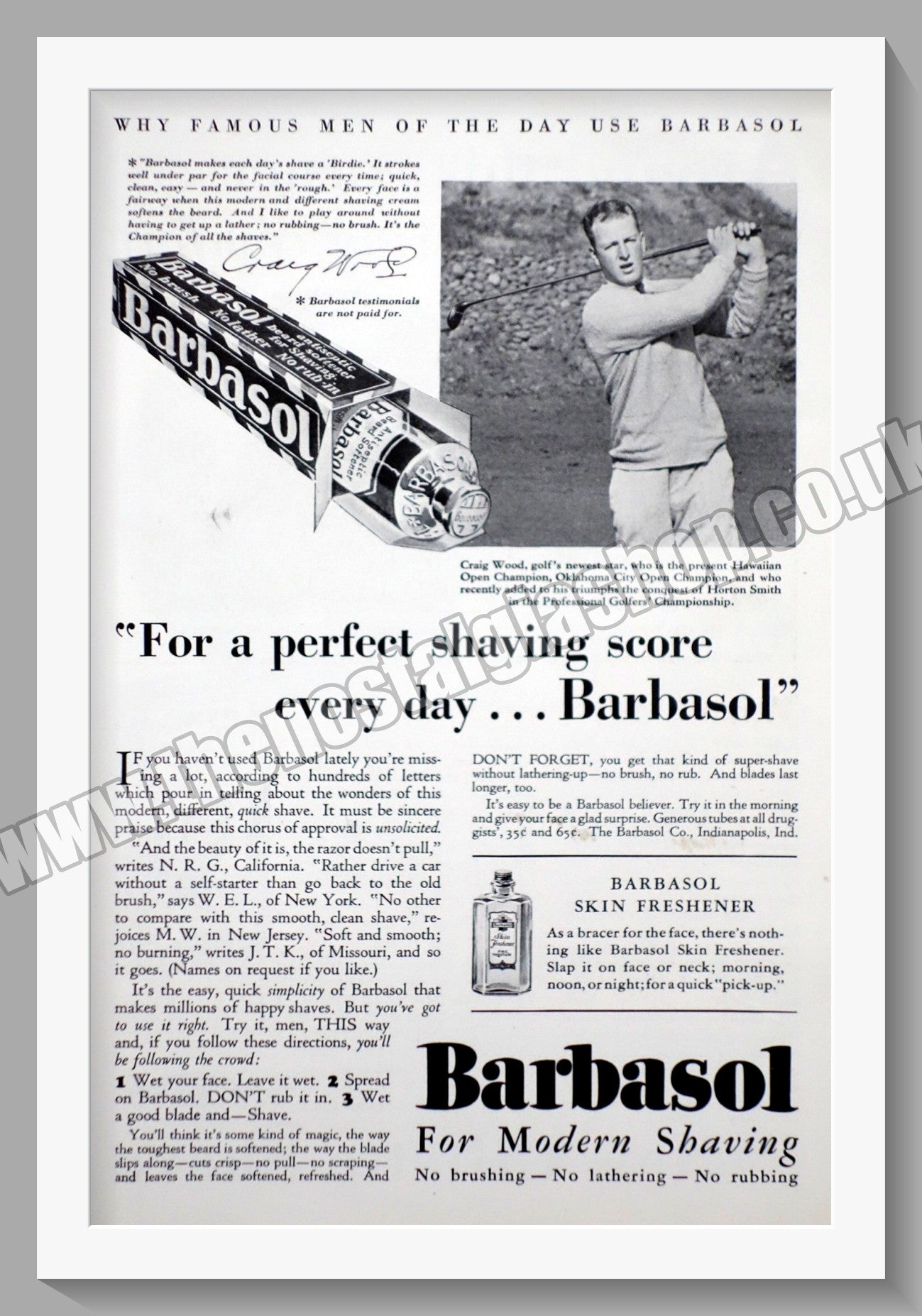 Barbasol Beard Softener for Shaving. Original Advert 1930 (ref AD56737)