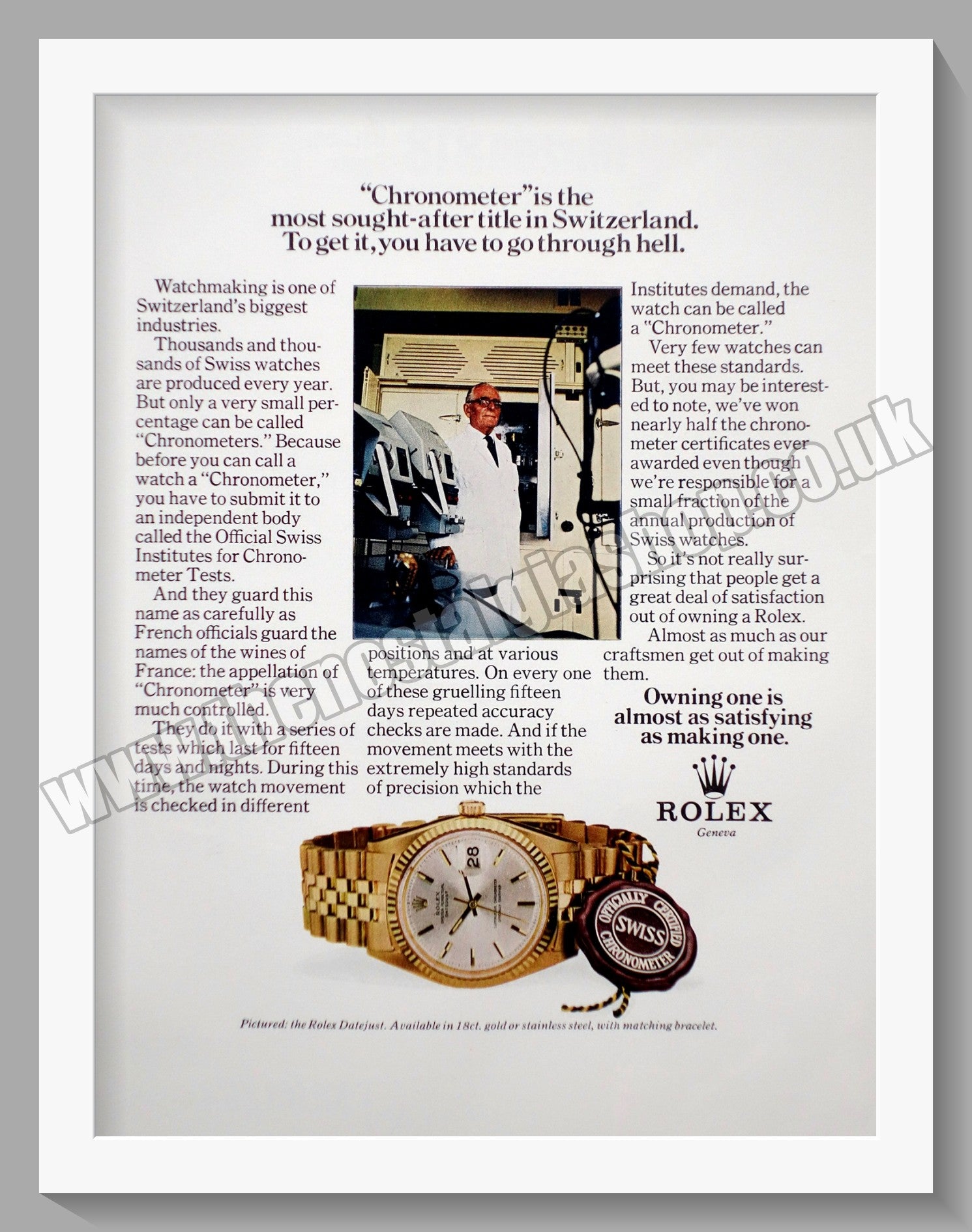 Rolex Chronometer. Datejust. Original Advert 1972 (ref AD56723) – The ...