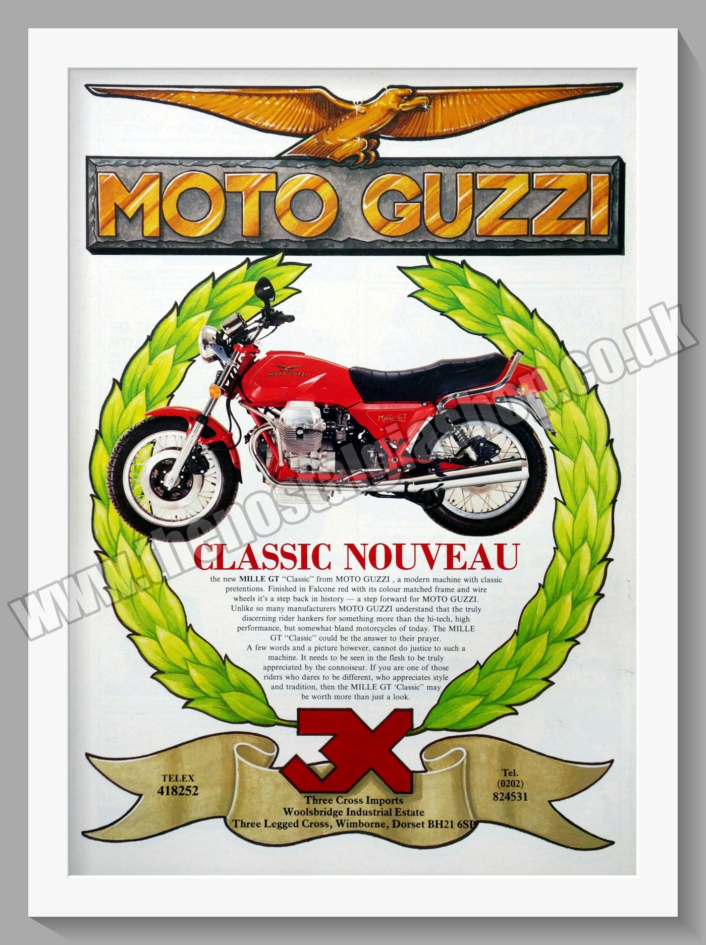 Moto Guzzi Mille GT Motorcycle. Original Advert 1988 (ref AD56699)
