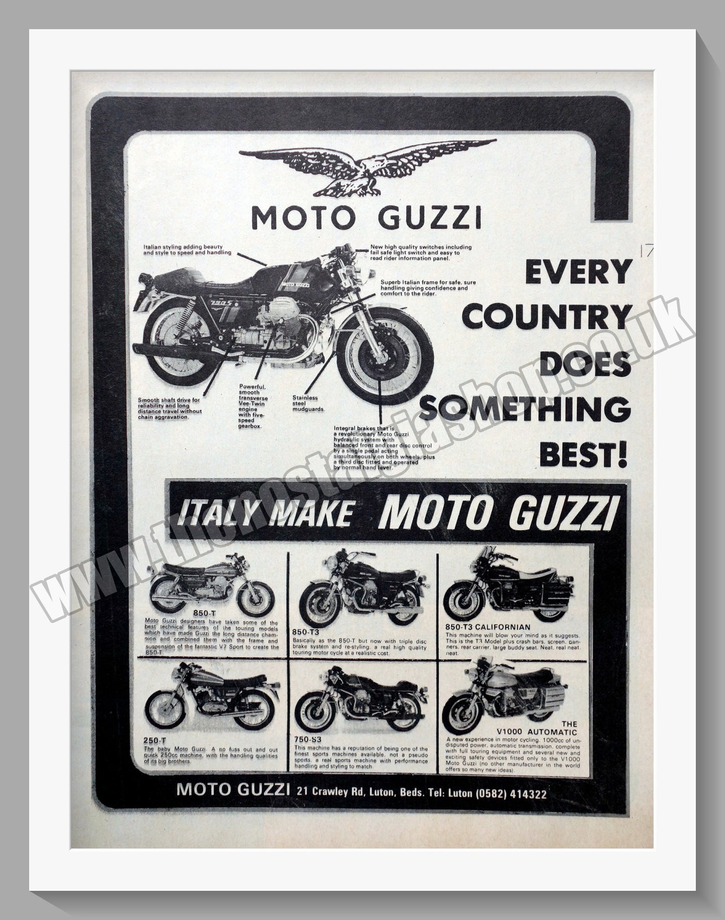 Moto Guzzi Motorcycles. Original Advert 1975 (ref AD56702)