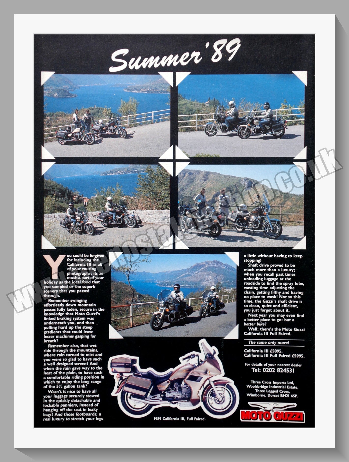 Moto Guzzi Motorcycles, Summer '89. Original Advert 1989 (ref AD56705)