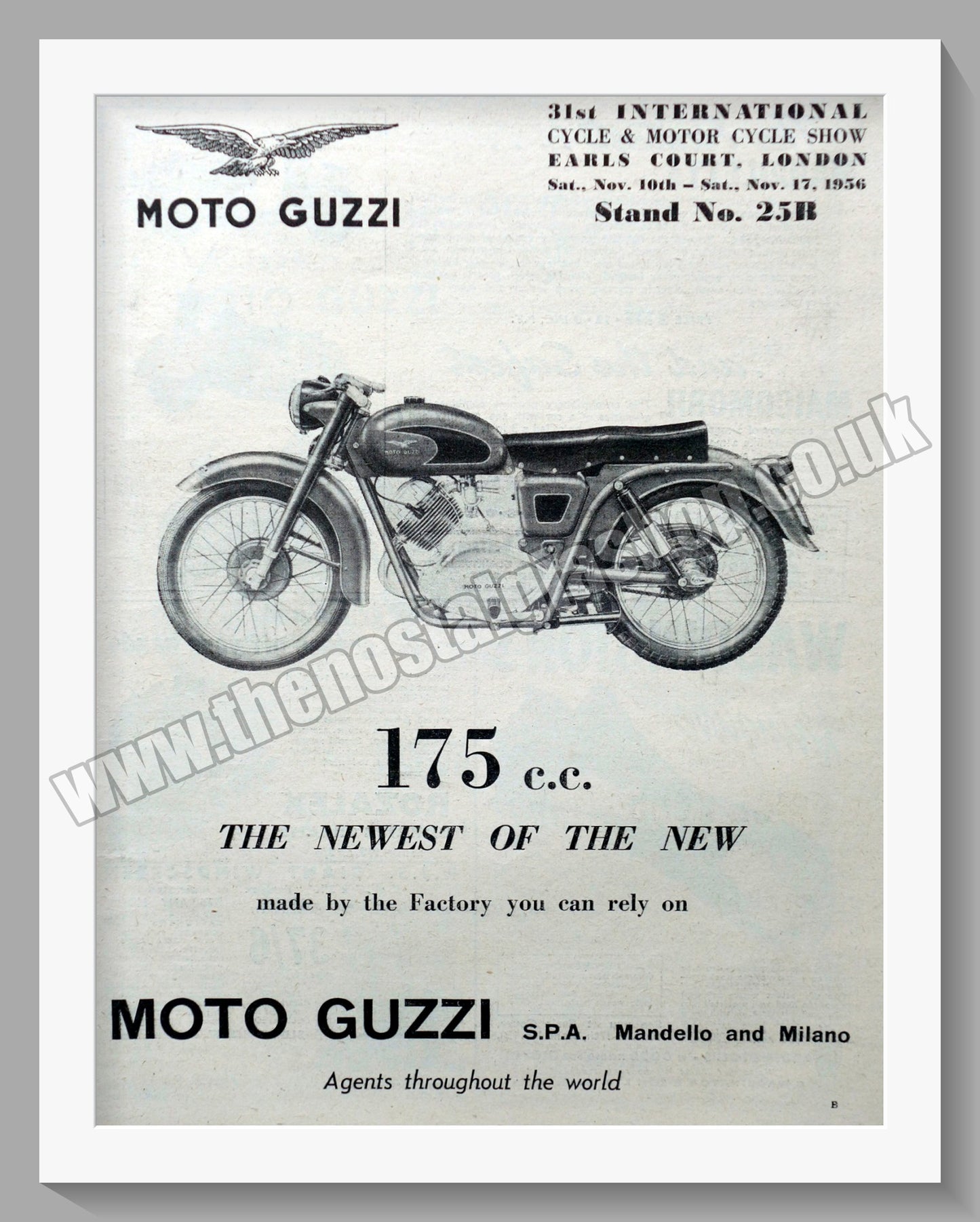 Moto Guzzi 175cc Motorcycle. Original Advert 1956 (ref AD56712)