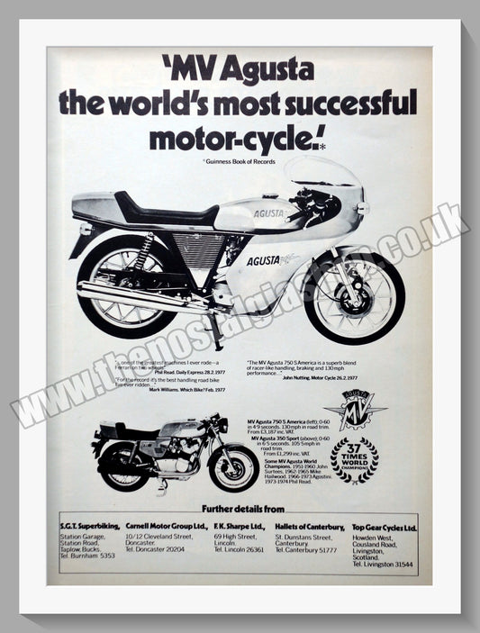 MV Agusta 750 S America. Original Advert 1978 (ref AD56716)