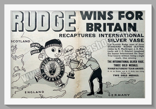 Rudge Motorcycles win International Silver Vase. Original Advert 1936 (ref AD56718)