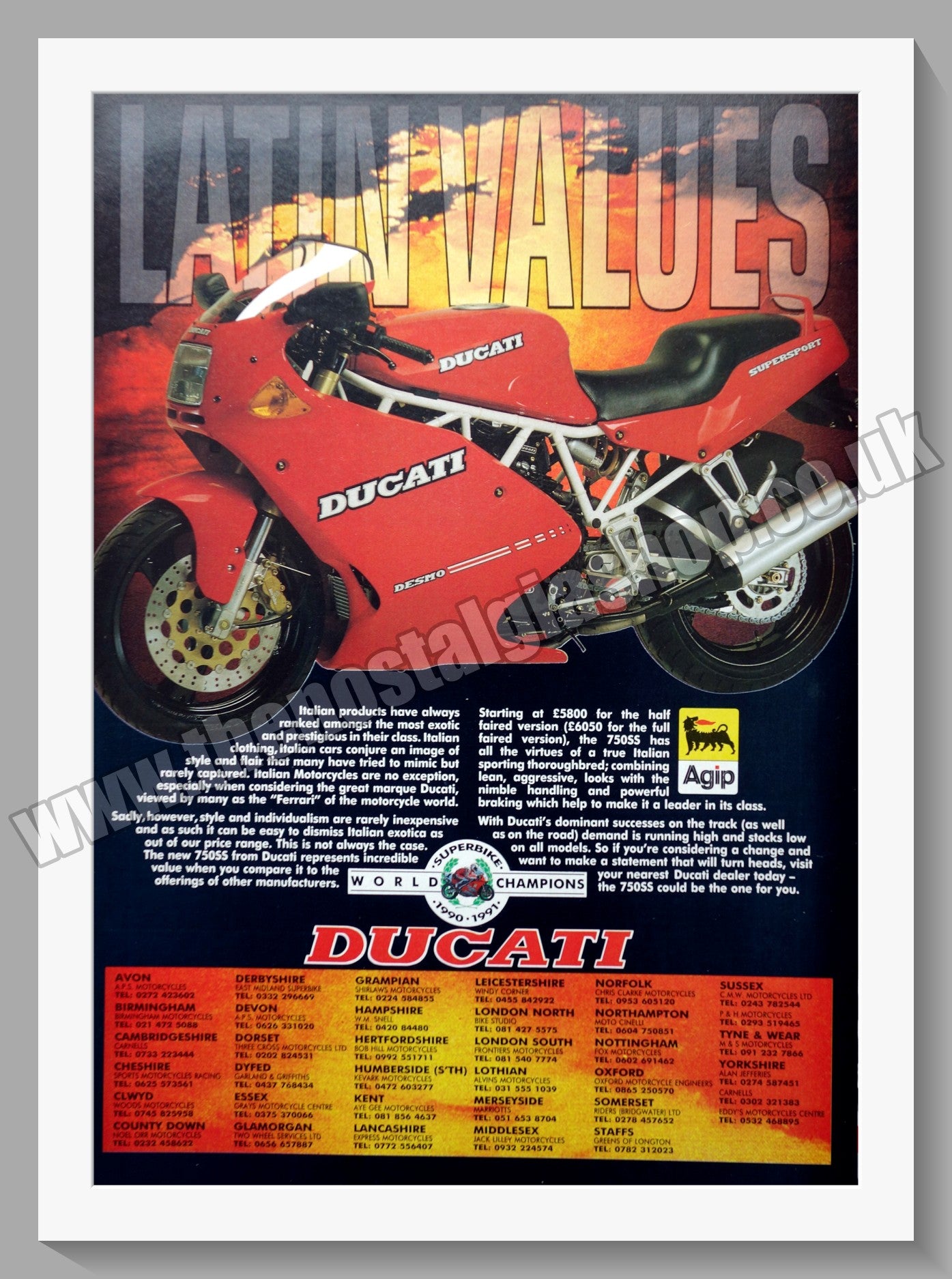 Ducati Supersport 750ss Motorcycle. Original Advert 1992 (ref AD56777)