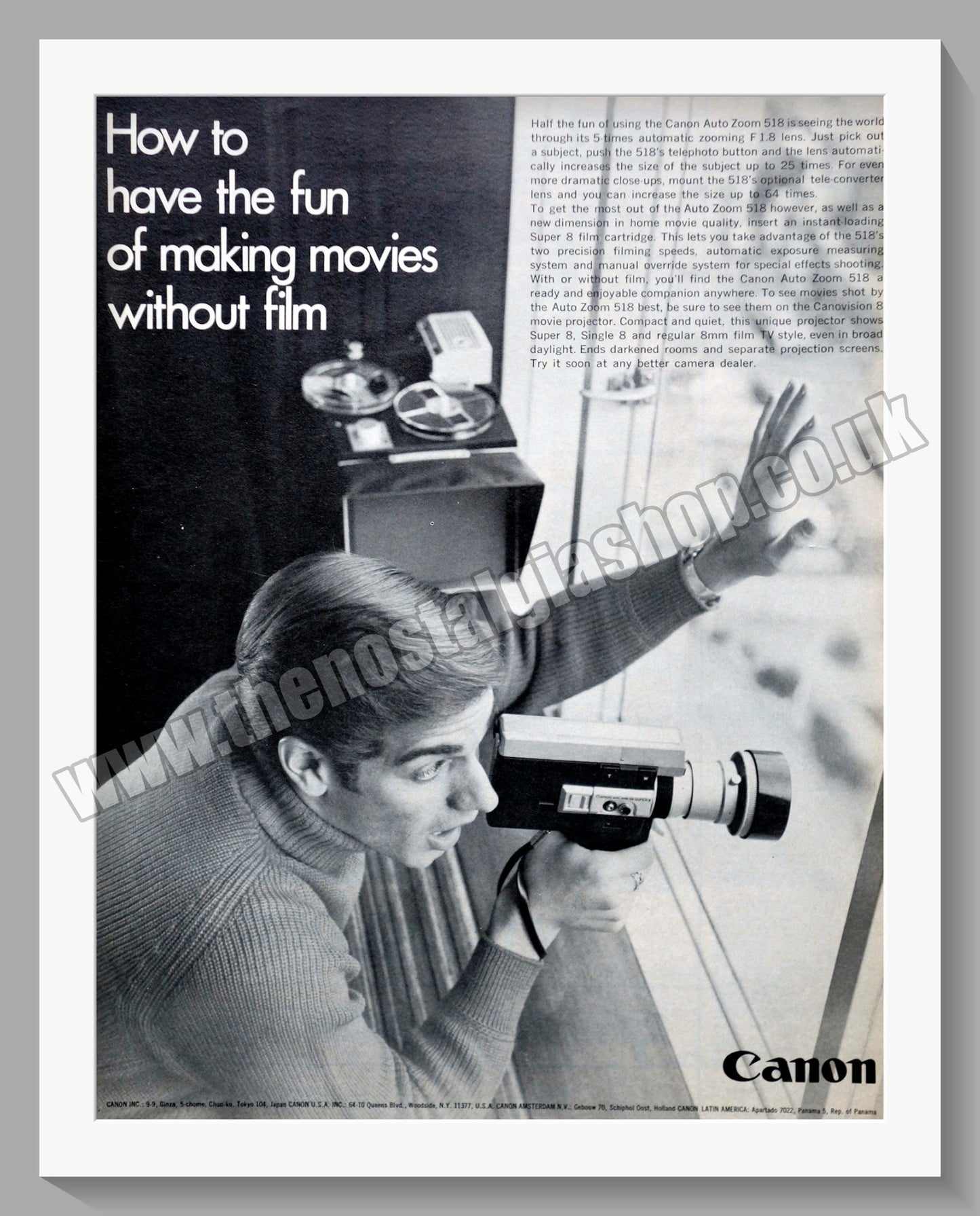 Canon Auto Zoom 518 Camera. Original Advert 1969 (ref AD300599)