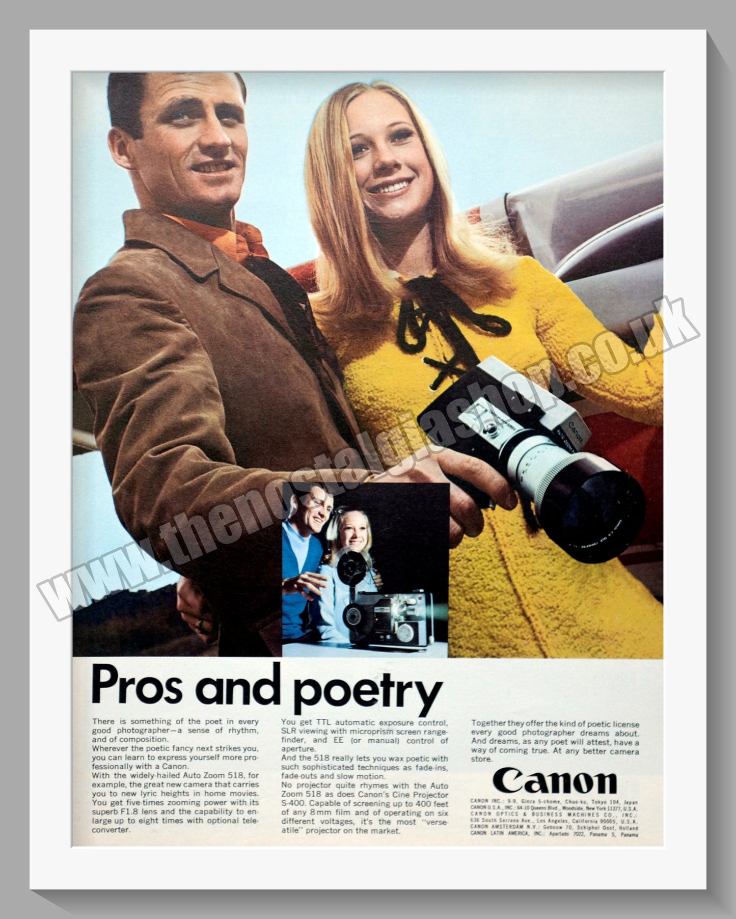 Canon Auto Zoom 518 Camera. Original Advert 1970 (ref AD300600)