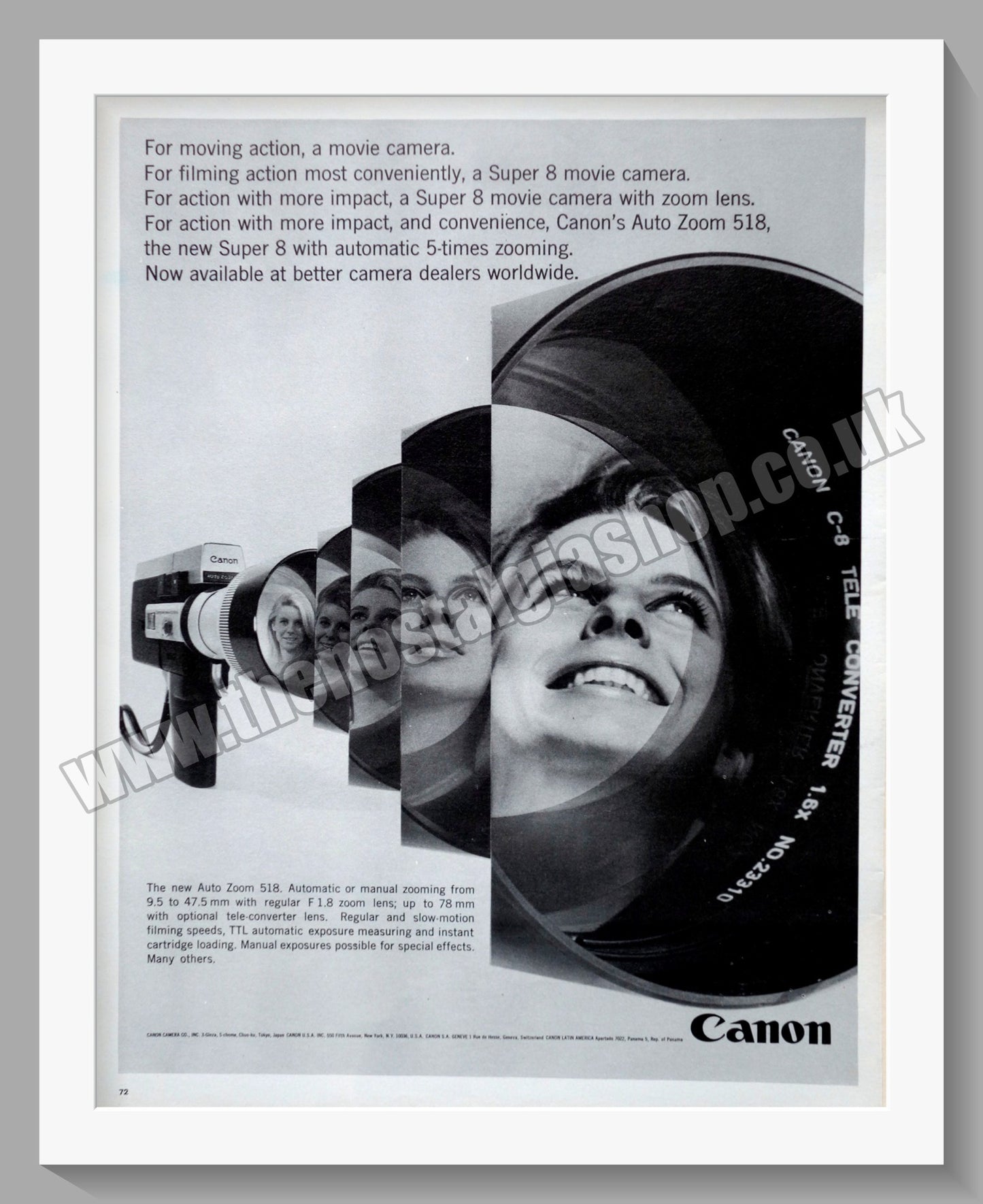 Canon Auto Zoom 518 Camera. Original Advert 1967 (ref AD300608)