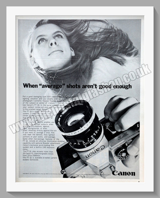 Canon FT QL Camera. Original Advert 1968 (ref AD300611)