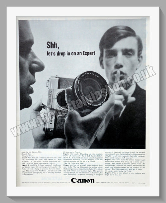 Canon Pellix Camera. Original Advert 1966 (ref AD300613)