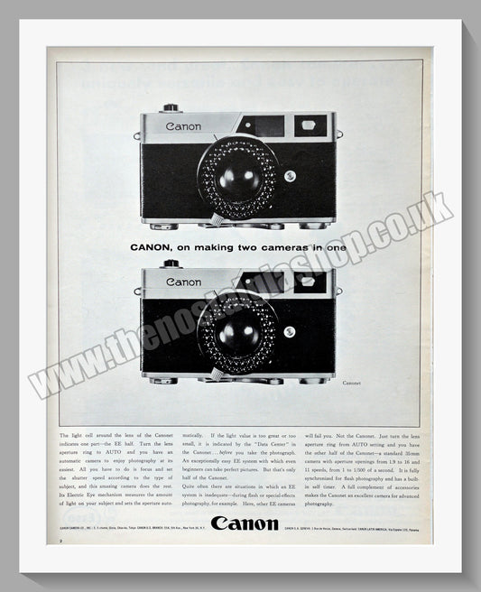 Canon Canonet Camera. Original Advert 1964 (ref AD300616)