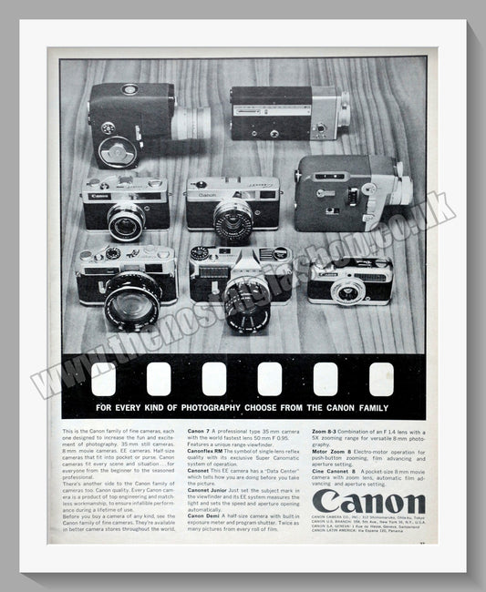 Canon Camera Range. Original Advert 1963 (ref AD300618)