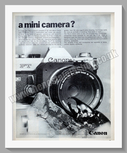 Canon FT QL Macro Lens Camera. Original Advert 1968 (ref AD300620)