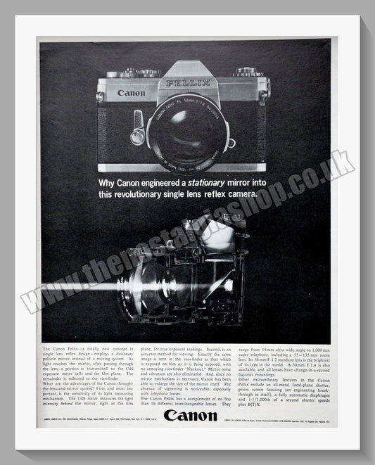 Canon Pellix Camera. Original Advert 1965 (ref AD300621)