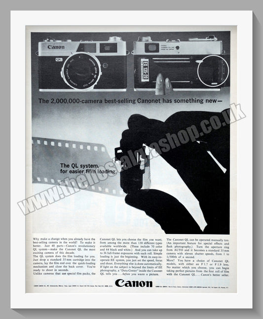 Canon Canonet Camera. Original Advert 1965 (ref AD300625)