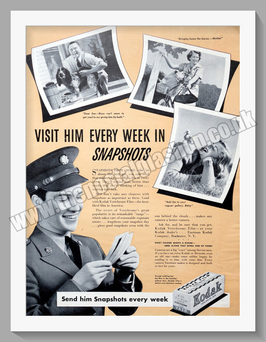 Kodak Verichrome Film. Original Advert 1942 (ref AD300648)