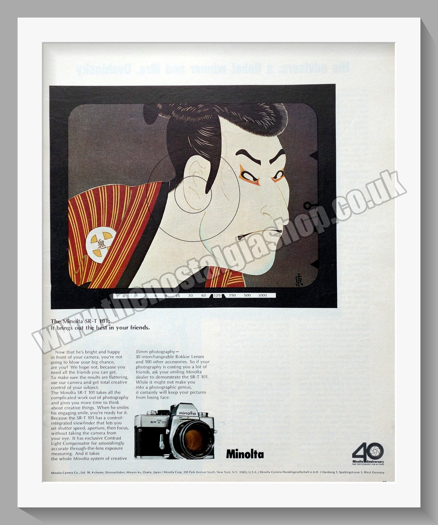 Minolta SR-T 101 Camera. Original Advert 1969 (ref AD300652)