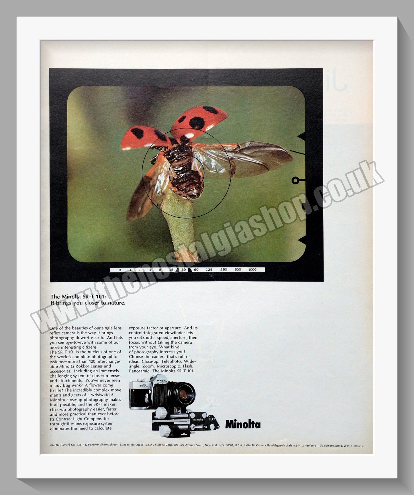 Minolta SR-T 101 Camera. Original Advert 1970 (ref AD300654)