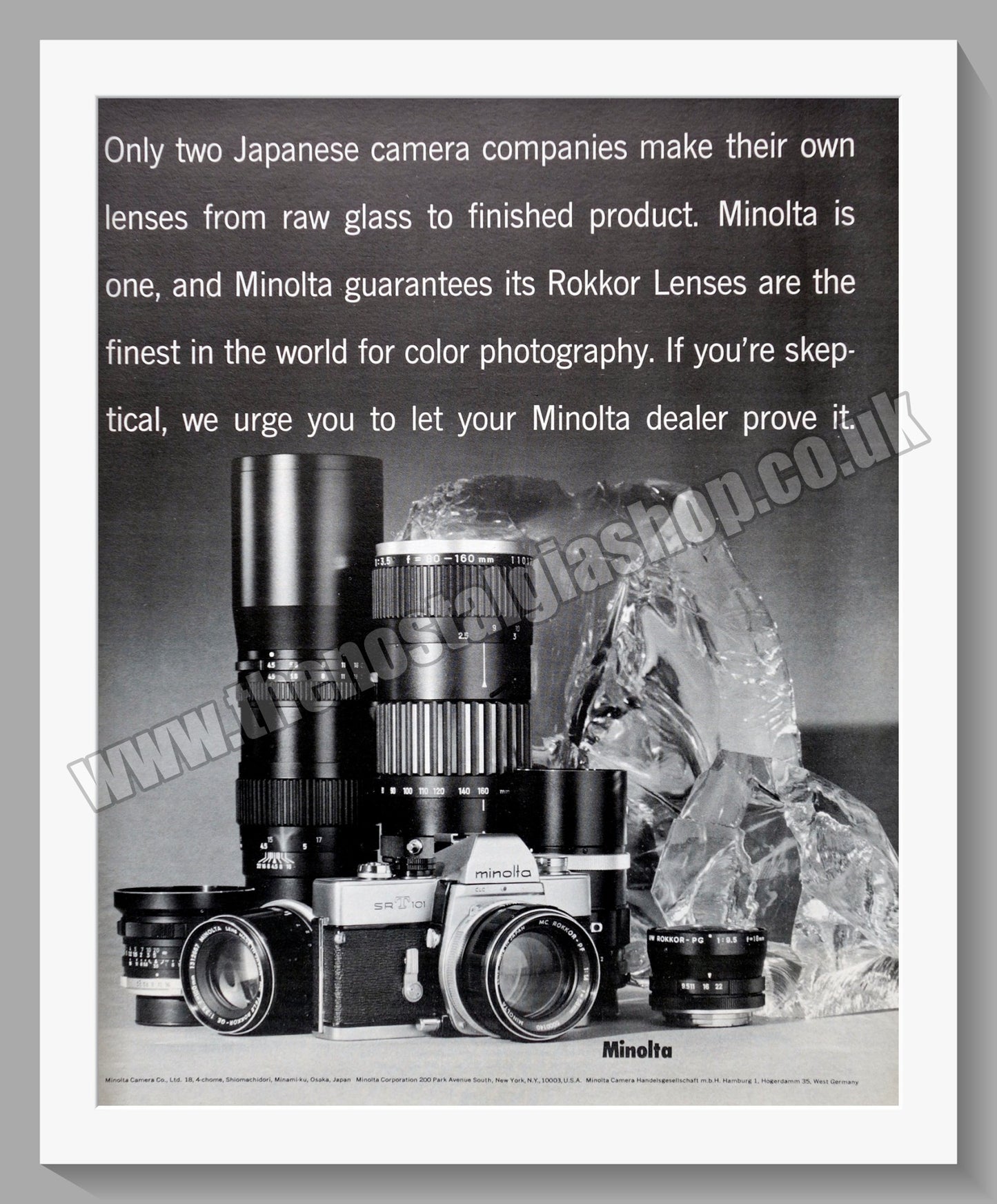 Minolta SR-T 101Camera. Original Advert 1967 (ref AD300663)