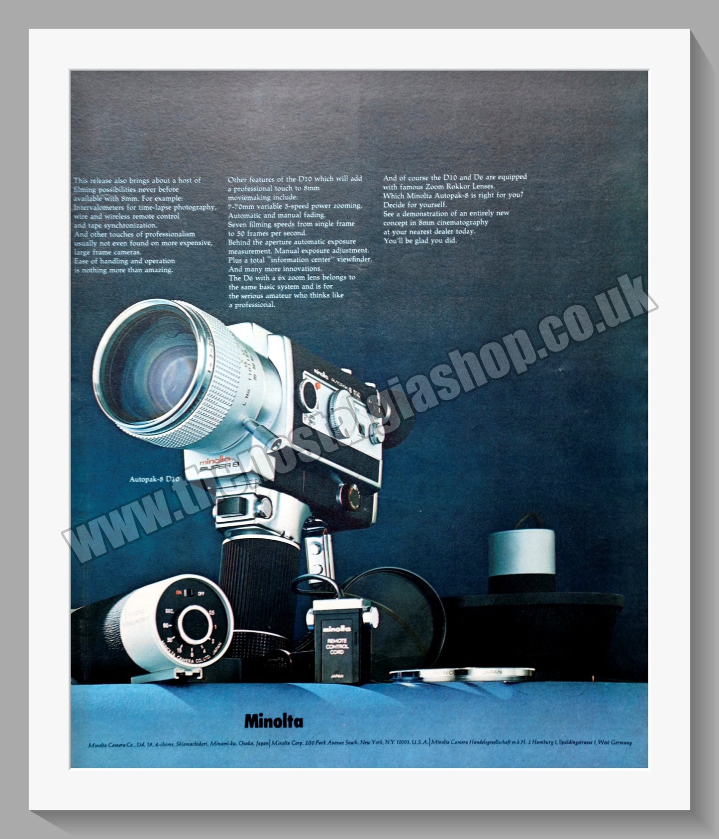 Minolta Autopak-8 D10 Camera. Original Advert 1970 (ref AD300668)