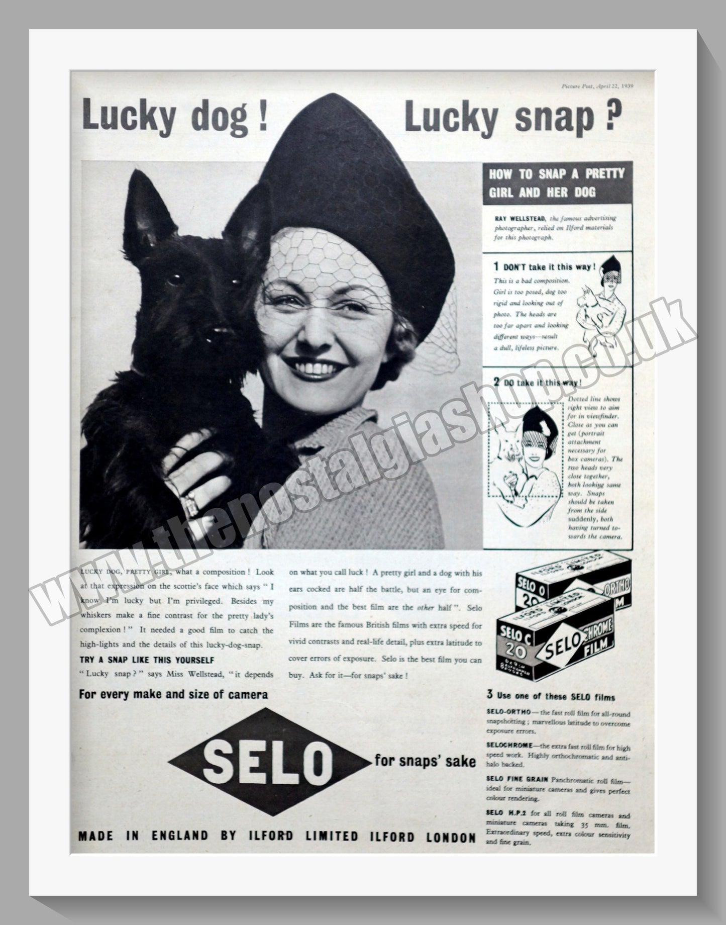 Selo Camera Films. Original Advert 1939 (ref AD300670)