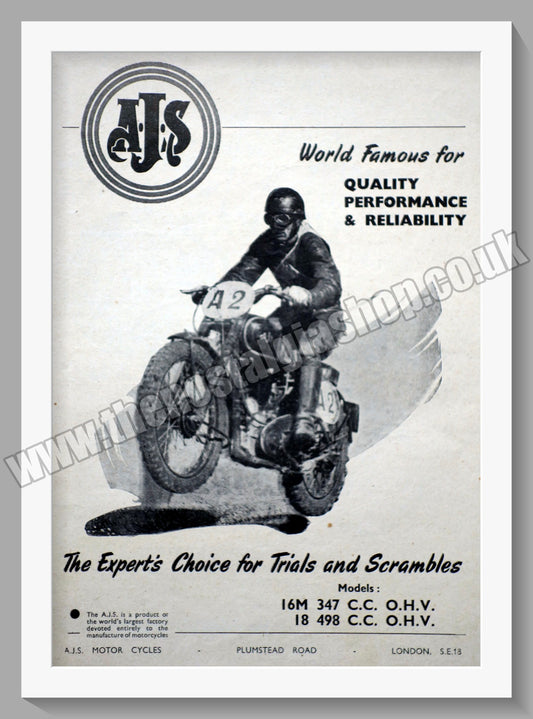 A.J.S Motorcycles For Trials and Scrambles. Original Advert 1947 (ref AD56809)