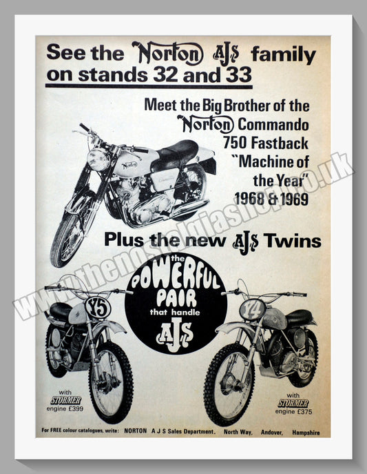 A.J.S Stormer Motorcycles. Original Advert 1970 (ref AD56812)