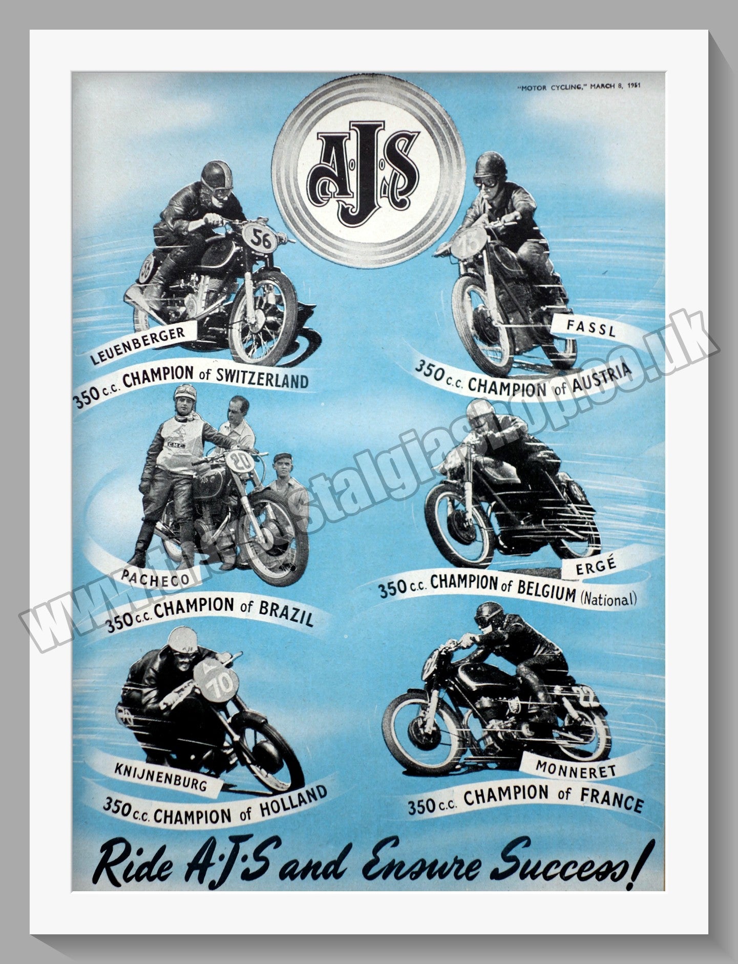 A.J.S Motorcycles Race Wins. Original Advert 1951 (ref AD56815) – The ...