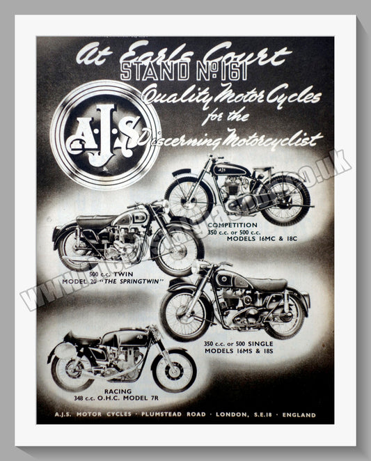 A.J.S Motorcycle Range. Original Advert 1954 (ref AD56817)